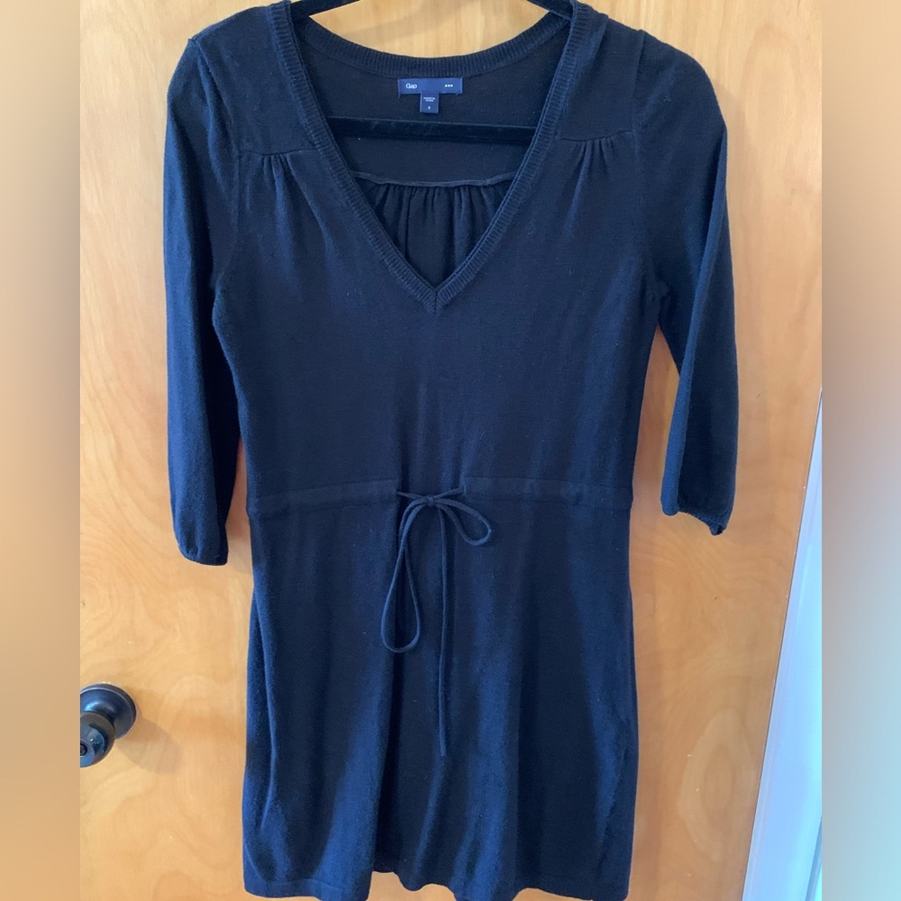 Black V-Neck Sweater Dress